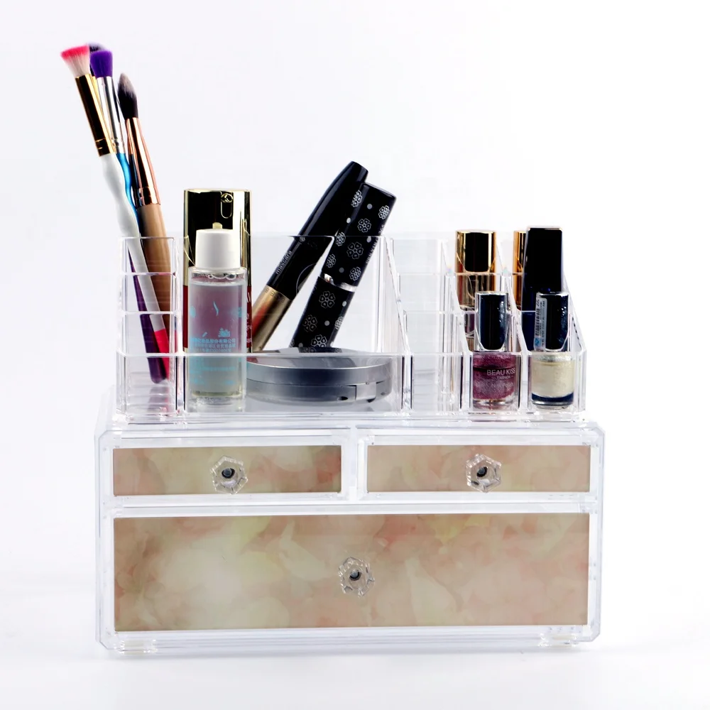 High Quality 3 Drawers Acrylic Makeup Box for Display