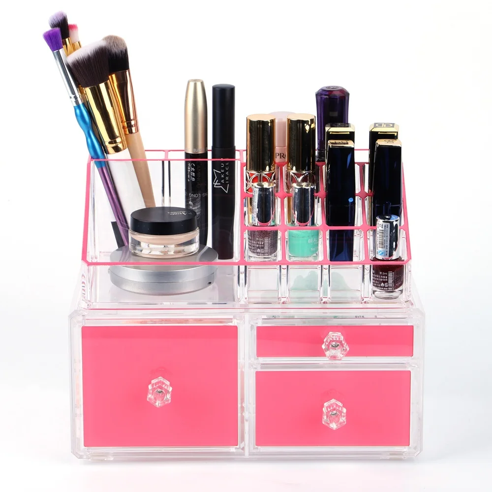 Fashion Pink Jewelry Storage Box Acrylic Makeup Storage Box