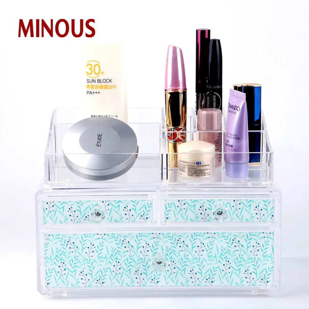 High Quality Acrylic Makeup Storage Box With Three Drawers 4