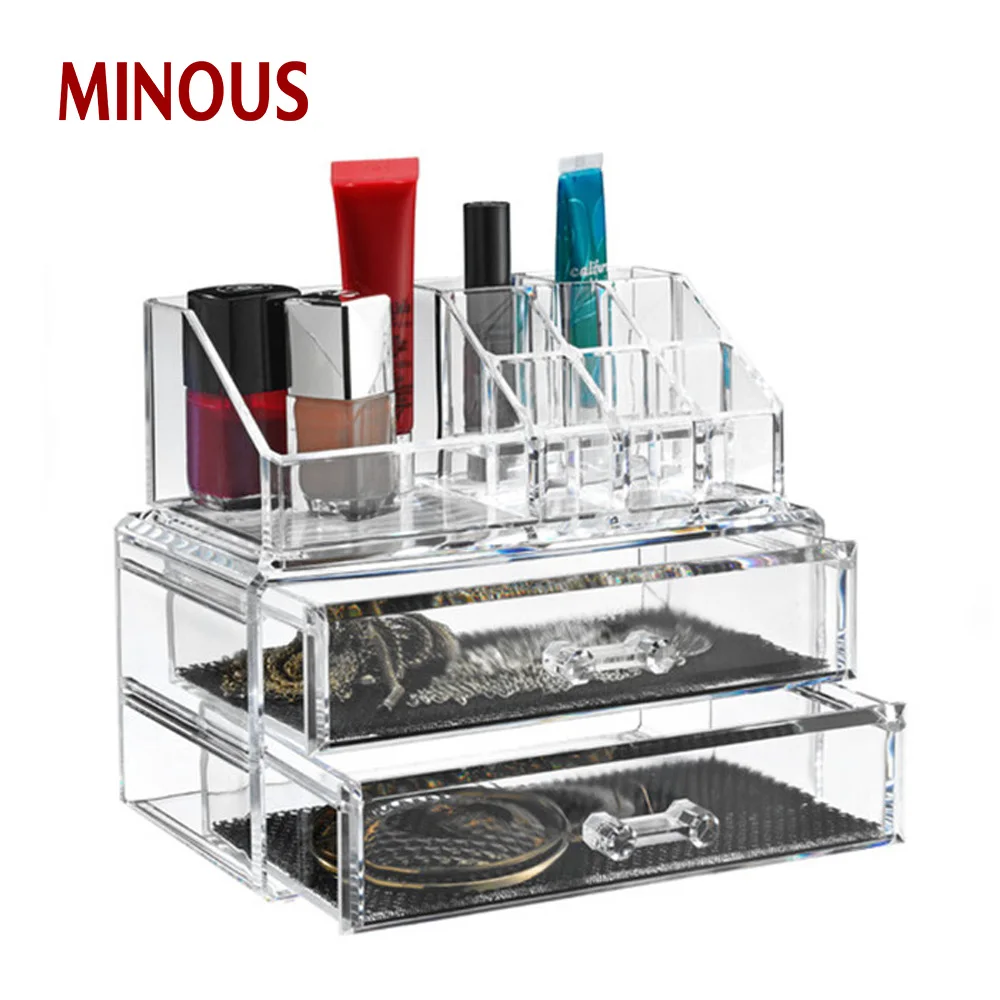 custom luxury Clear acrylic makeup organizer with drawers 2