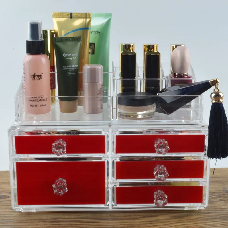 High-Quality-Red-Clear-Acrylic-Makeup-Jewelry