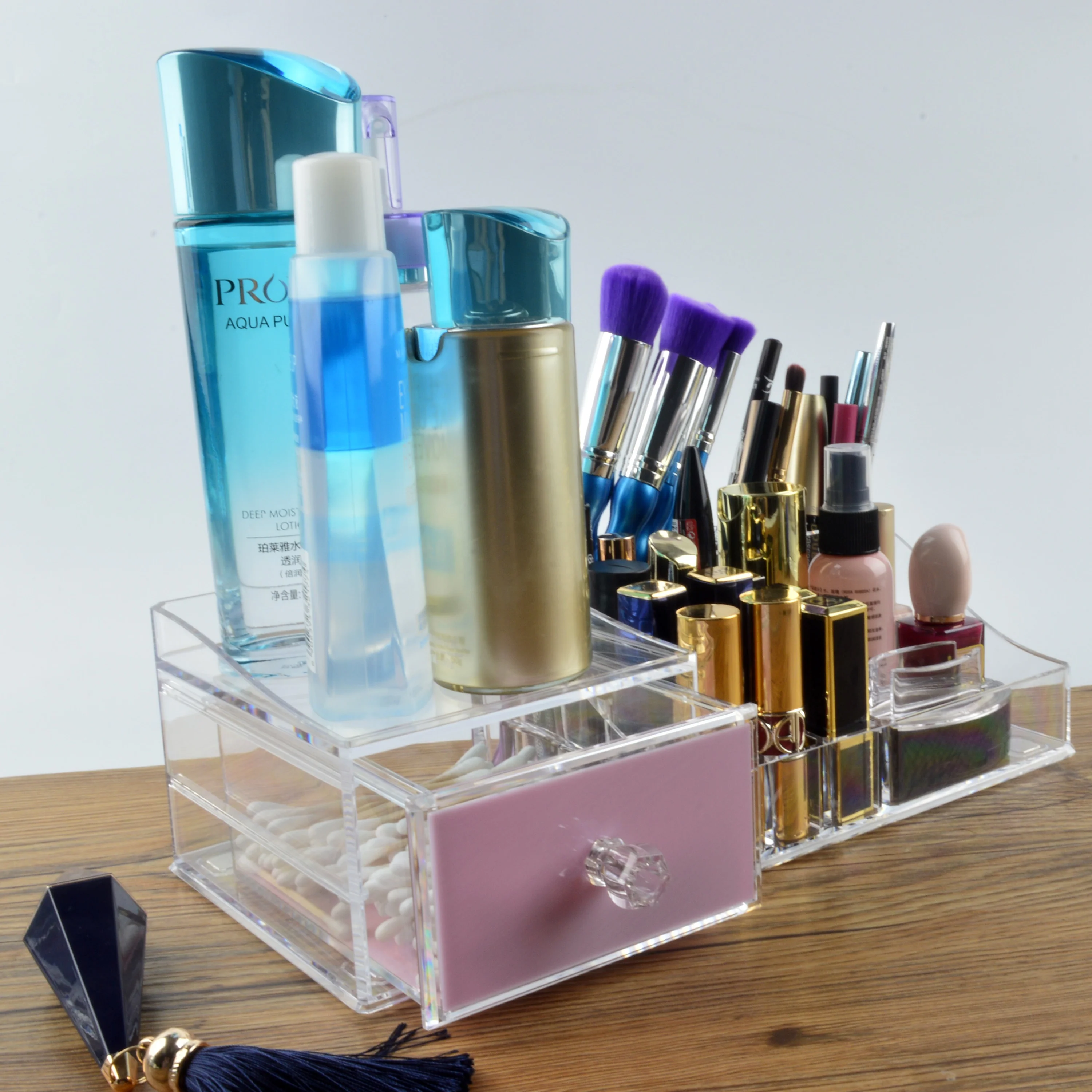 High-Quality-Pink-Clear-Acrylic-Makeup-Storage