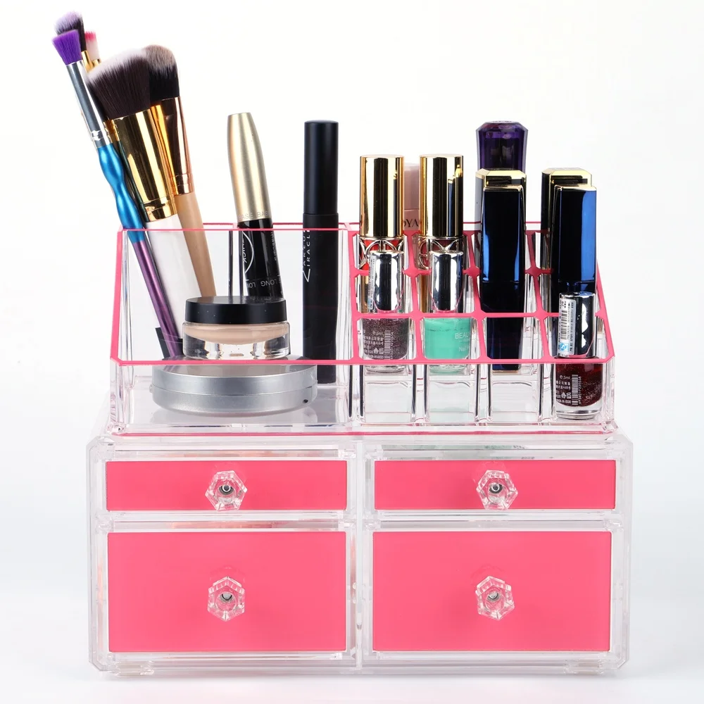 wholesale-pink-clear-acrylic-Cosmetic-box-with