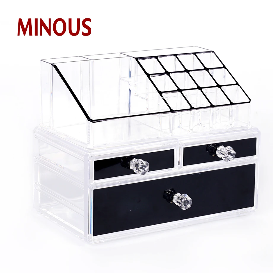 High Quality Black Acrylic Jewelry Storage Box Nail Polish Holder With Drawers 6