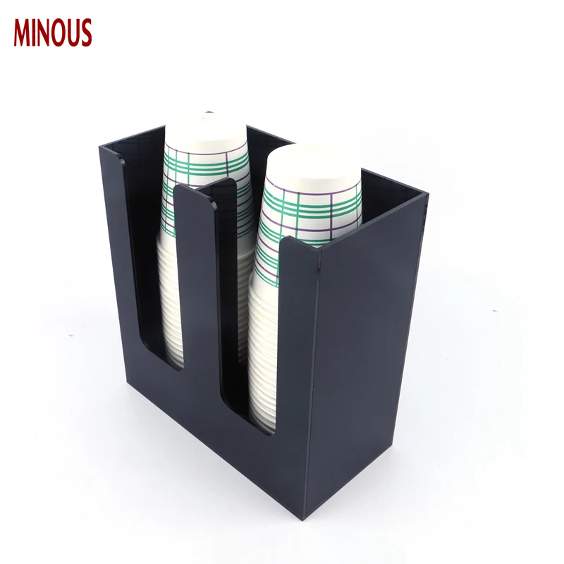Custom 2 column black acrylic disposable paper coffee cup holder 2