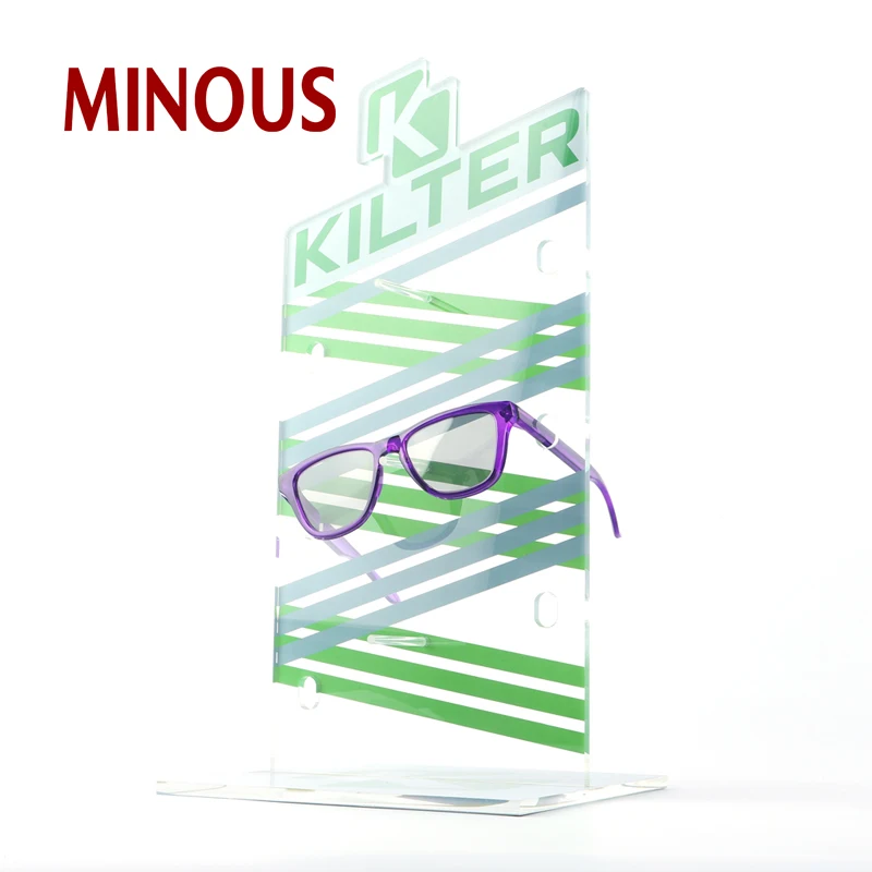 custom desktop funny green acrylic eyeglasses holder for display stand 6