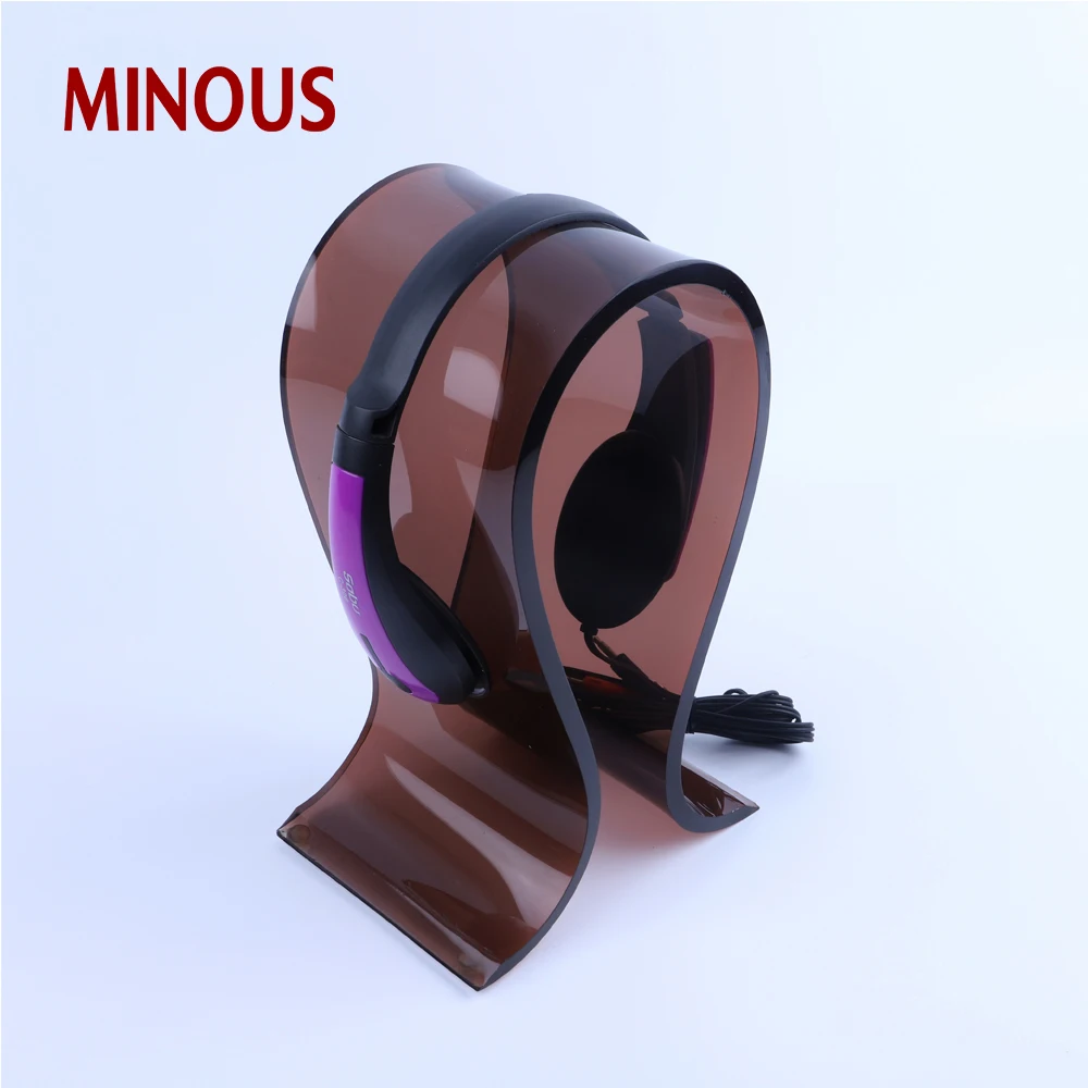 custom u shaped desktop brown acrylic earphone display 2