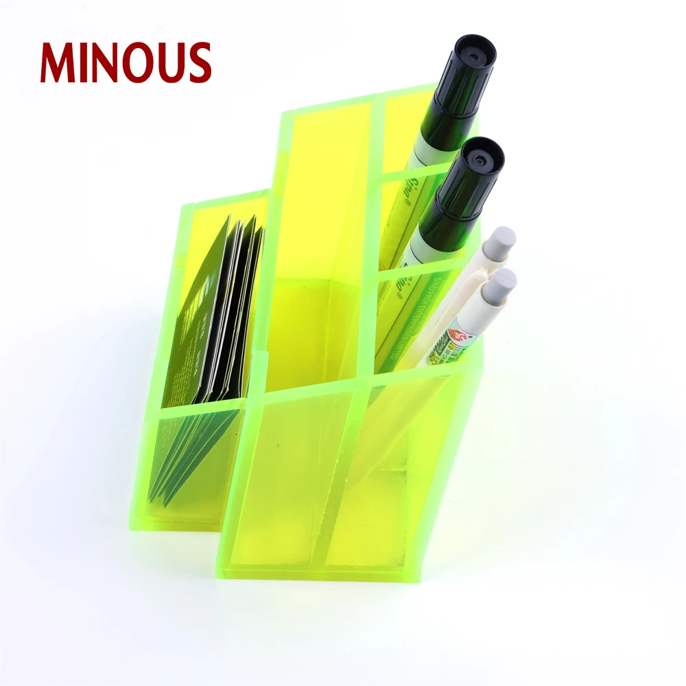 wholesale square yellow acrylic pen business card holder 6