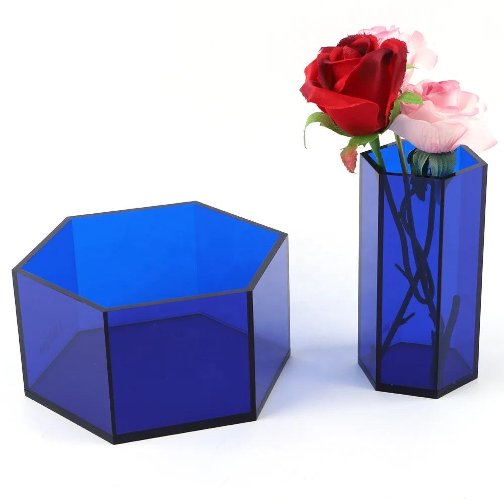 China-Manufacture-Desktop-Hexagon-Luxury-Blue-Acrylic