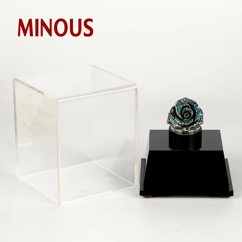 new design square clear acrylic ring holder display stand for shop 3