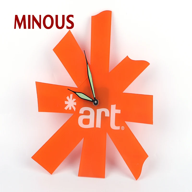 wholesale customized orange color acrylic clock on the wall 2