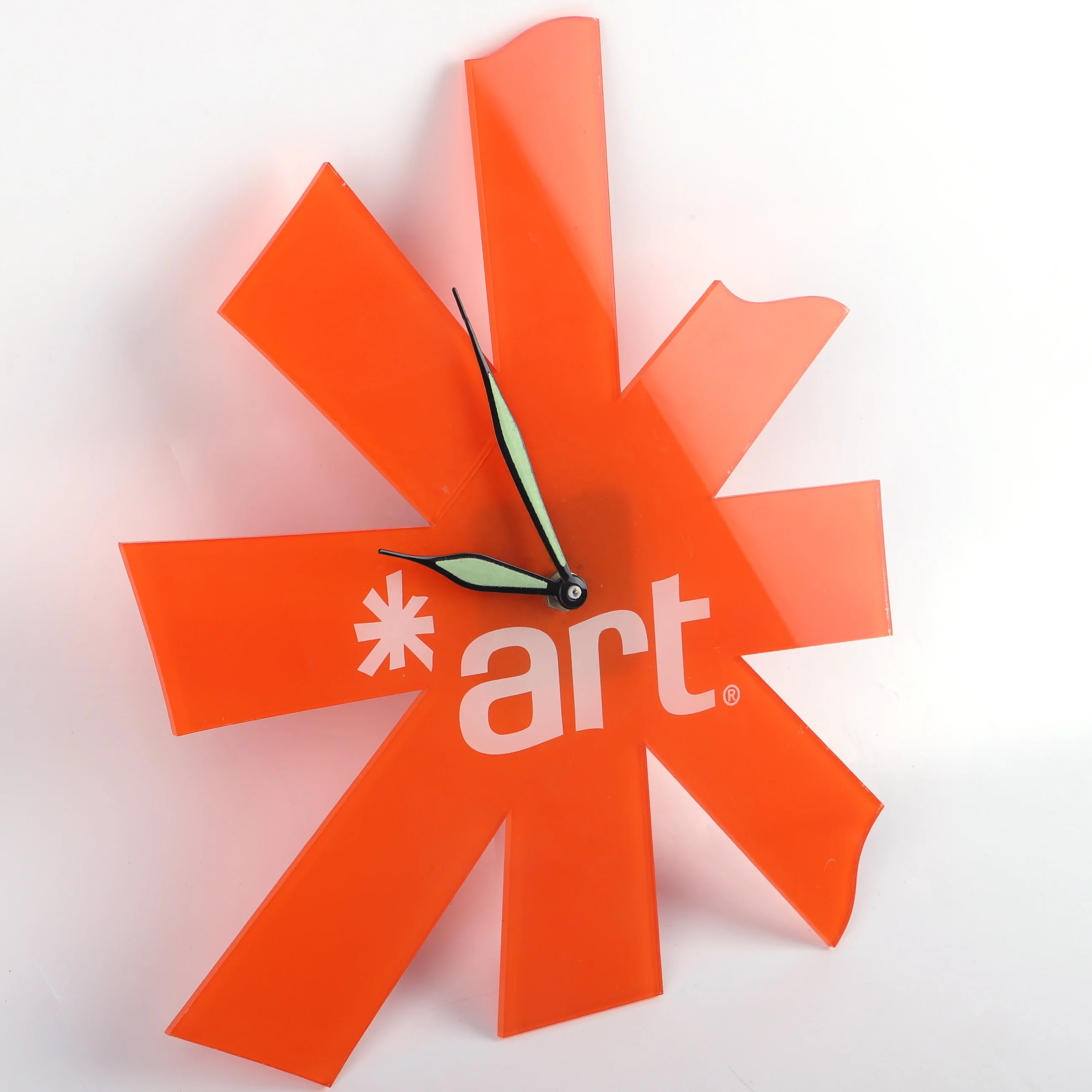 wholesale-customized-orange-color-acrylic-clock-on