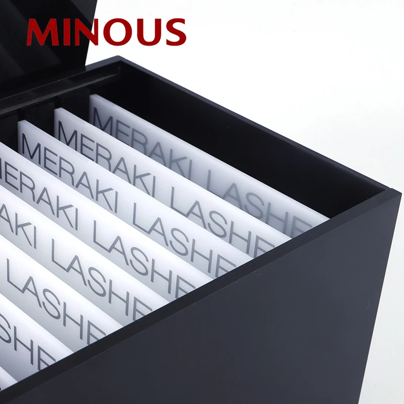 Wholesale Black Acrylic Eyelash Extension Storage Container Storage Box With Lid 9