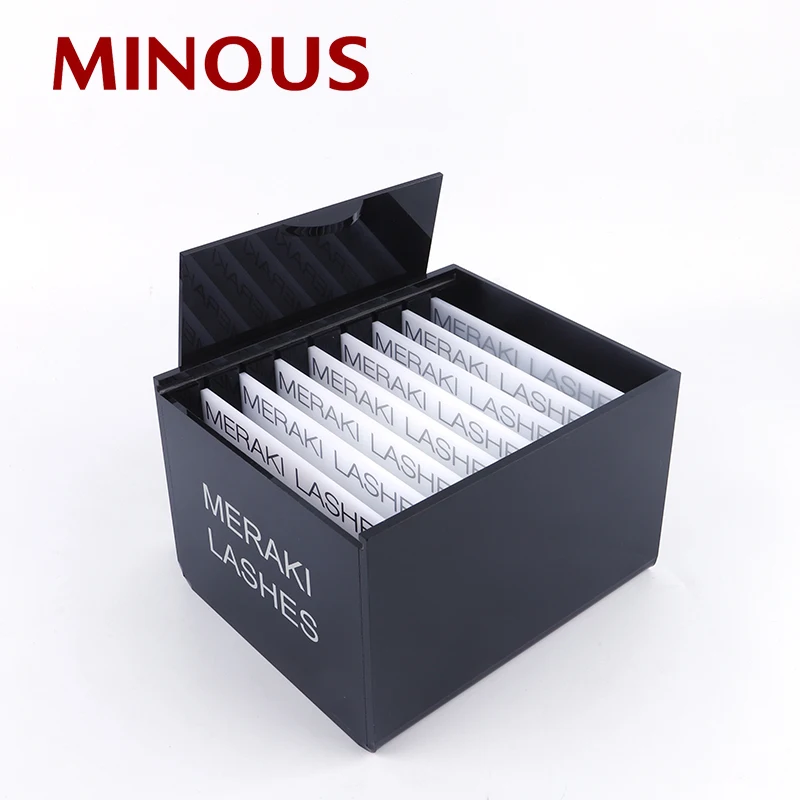 Wholesale Black Acrylic Eyelash Extension Storage Container Storage Box With Lid 5