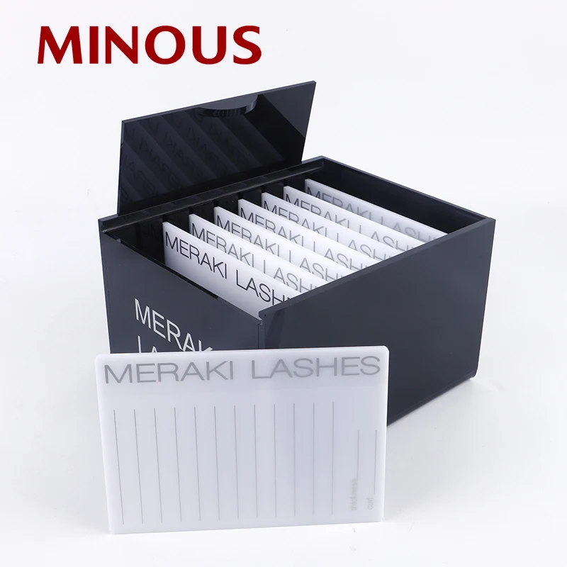 Wholesale Black Acrylic Eyelash Extension Storage Container Storage Box With Lid 7