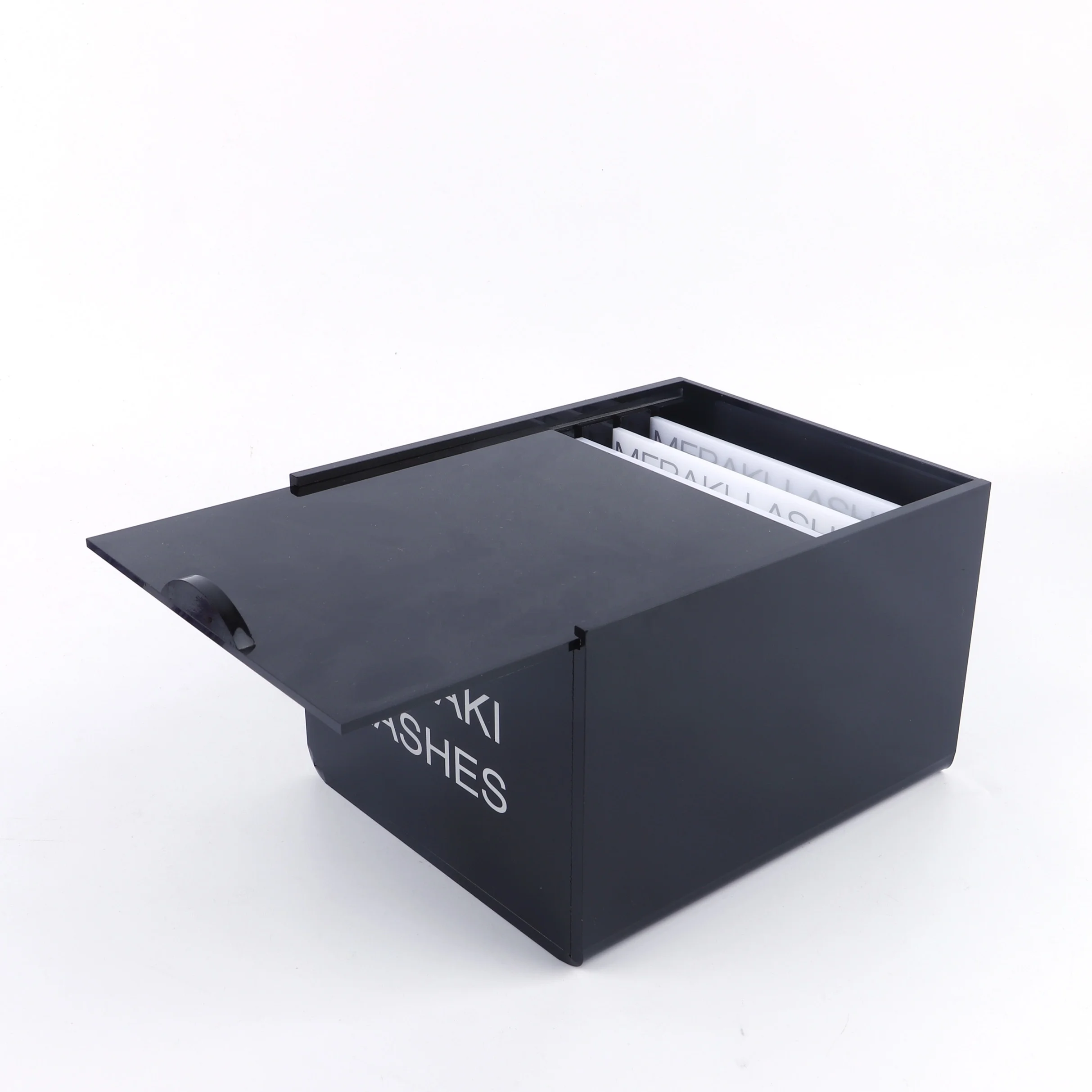 Wholesale Black Acrylic Eyelash Extension Storage Container Storage Box With Lid