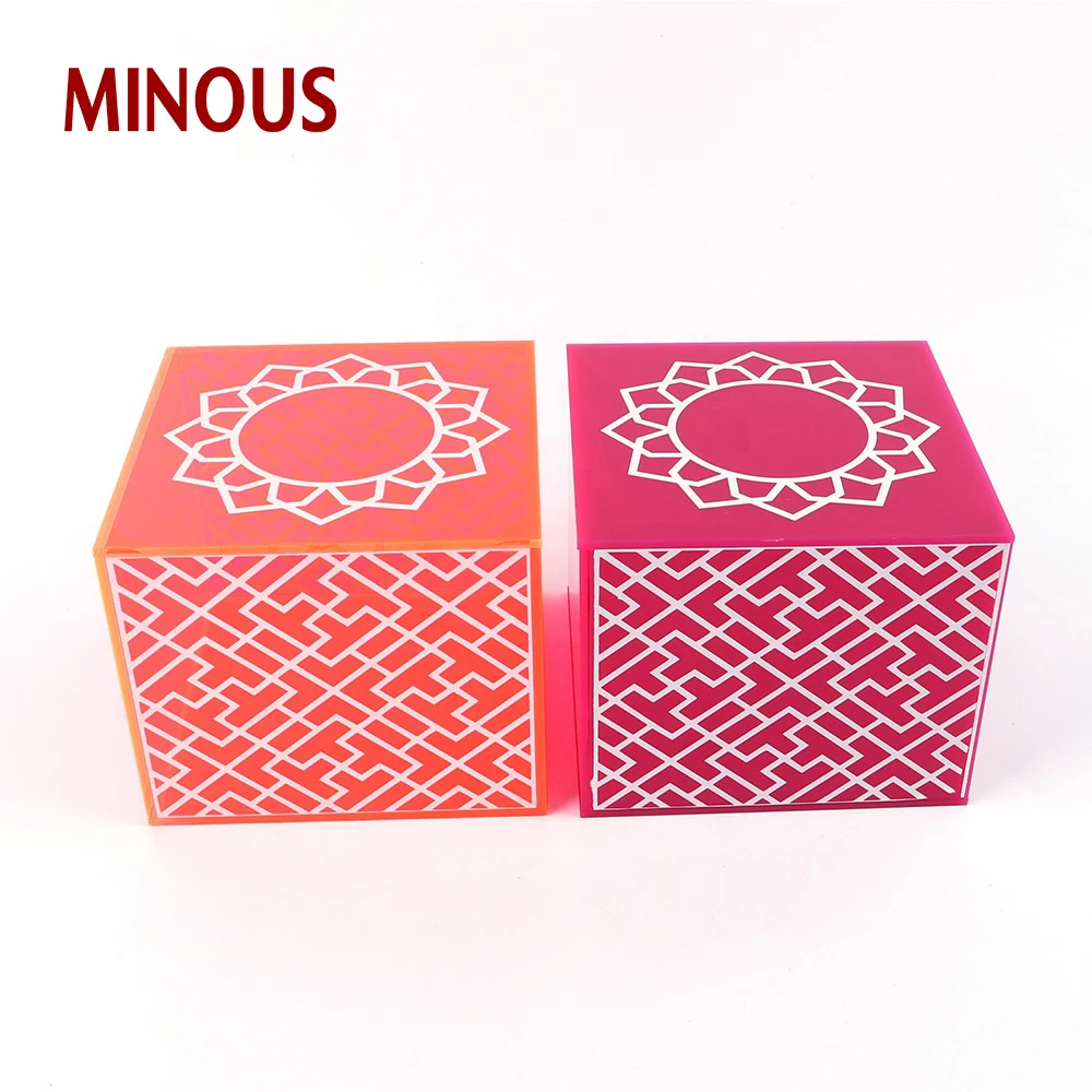 Wholesale Custom Sizes Square Printed Acrylic Box With Lid 3