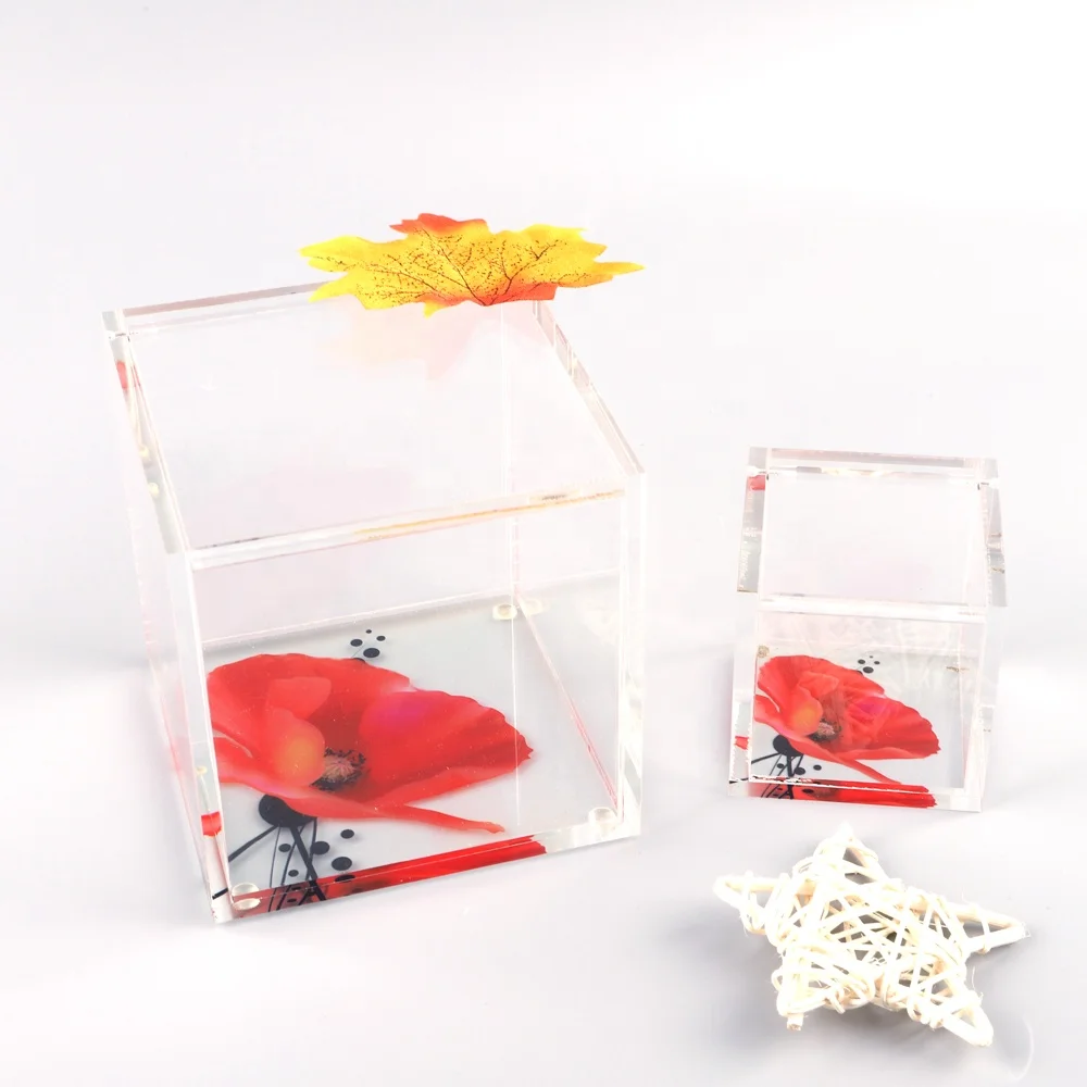 Stylish new design trinket display bin accessory storage clear cube acrylic small box