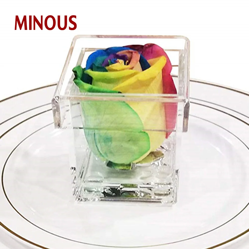 Acrylic mini flower case small clear plastic rose display box 4