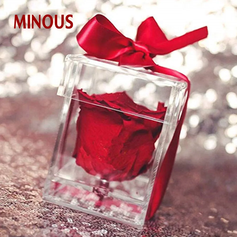 Acrylic mini flower case small clear plastic rose display box 2