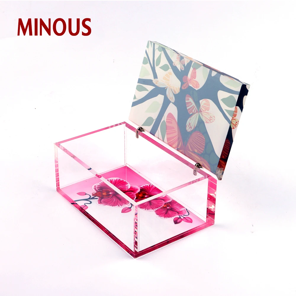 high quality custom exquisite square uv printed acrylic storage box 4