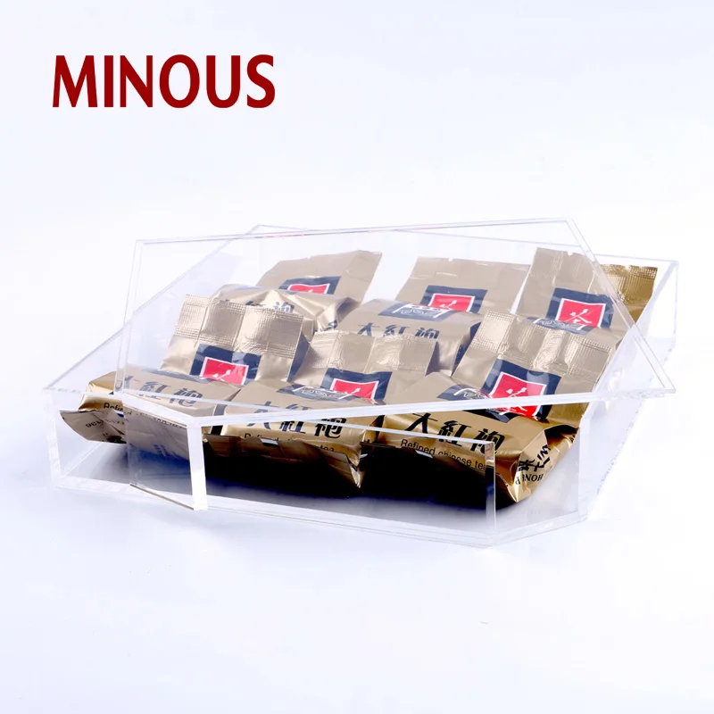 Wholesale custom clear acrylic tea storage box with lid 3