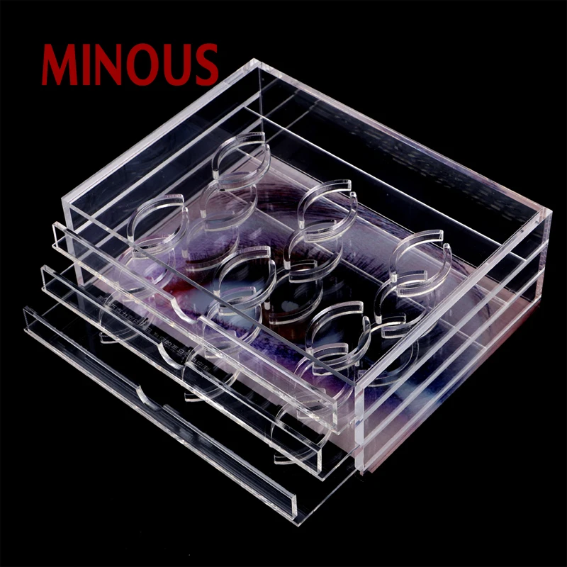 Wholesale square clear acrylic eyelash storage box with drawers for display 2