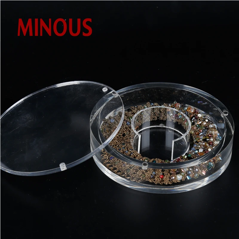 custom round shape clear acrylic jewelry storage box for display 2