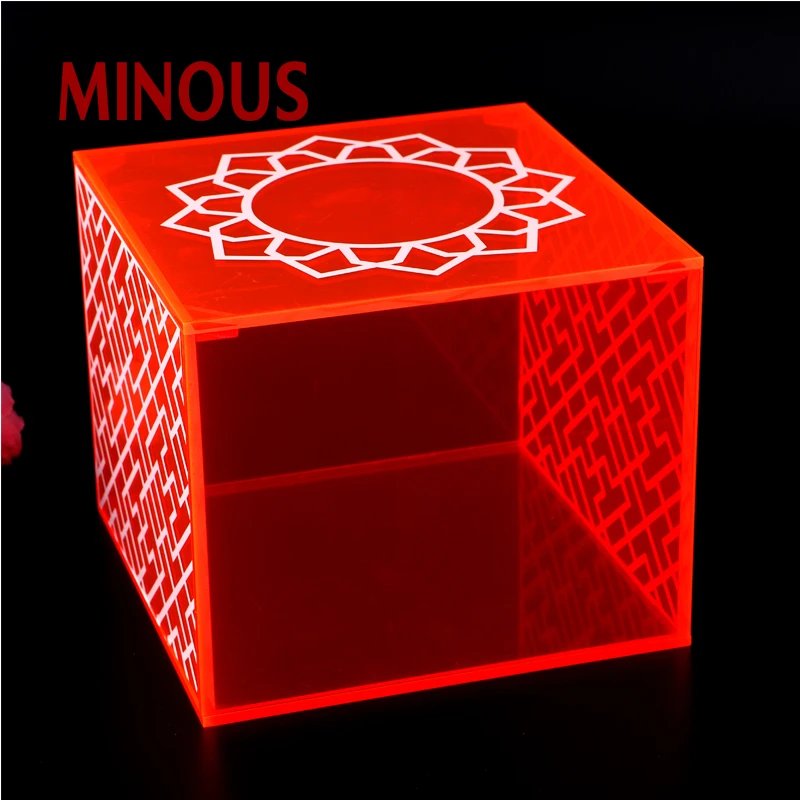 Hot sale square orange acrylic storage box with lid for display 2
