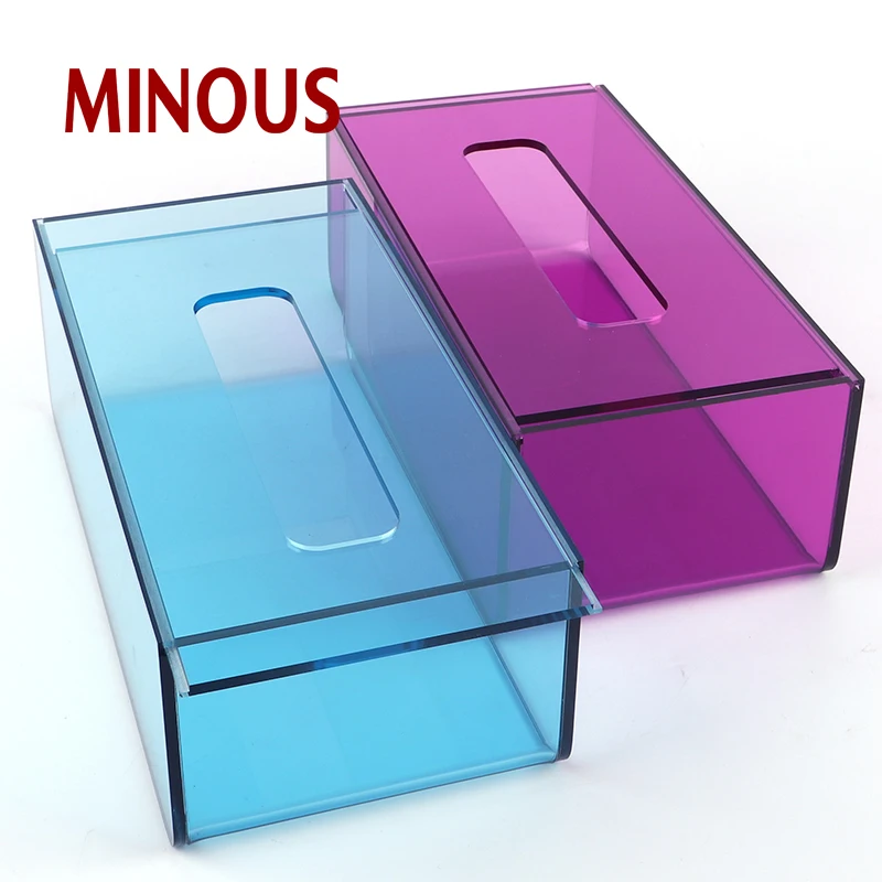 good sale square printed color acrylic tissur storage box with lid 4