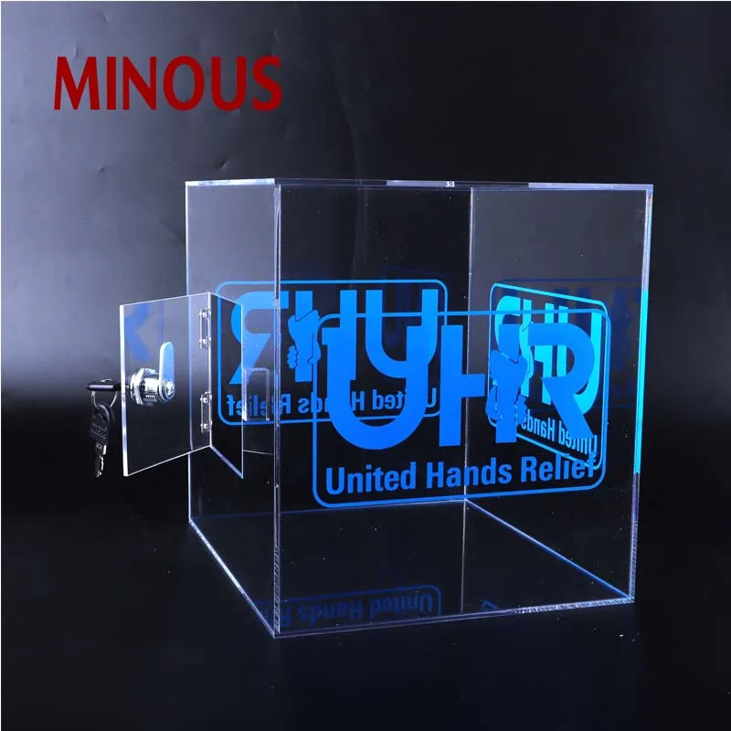 customized square clear acrylic storage box for charity 2