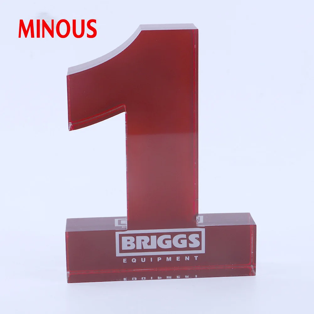 High Quality Custom Red Acrylic Logo Block Display 4