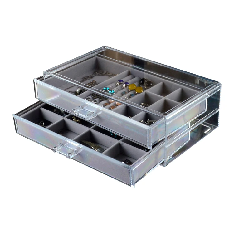 New design customized drawer type cosmetic makeup organizer acrylic jewelry storage box tray 7