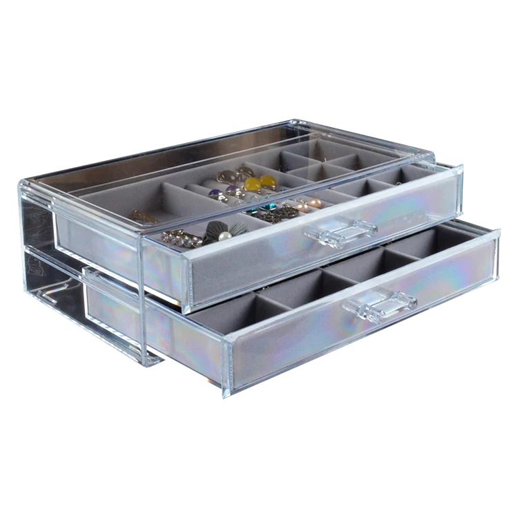 New design customized drawer type cosmetic makeup organizer acrylic jewelry storage box tray 9