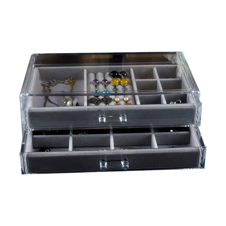 New design customized drawer type cosmetic makeup organizer acrylic jewelry storage box tray 5