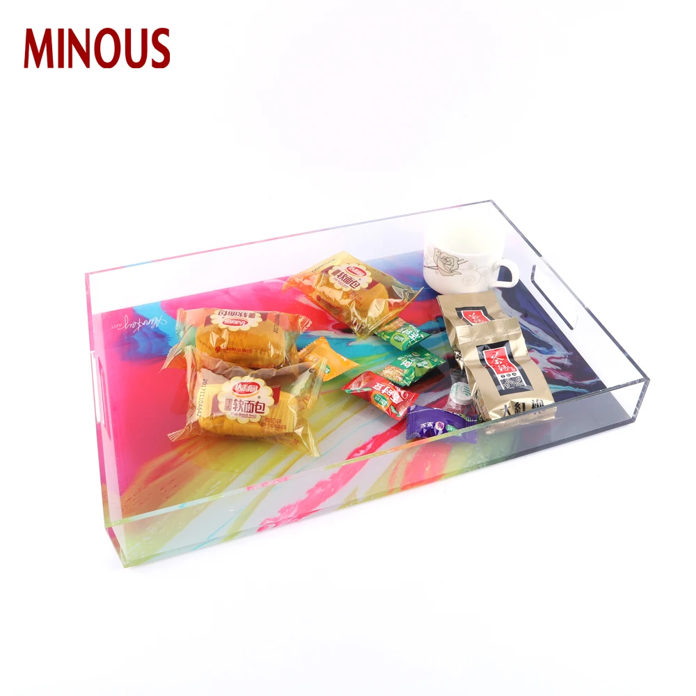 Promotion Rectangle Acrylic Food Serving Tray / Beer Tray 3