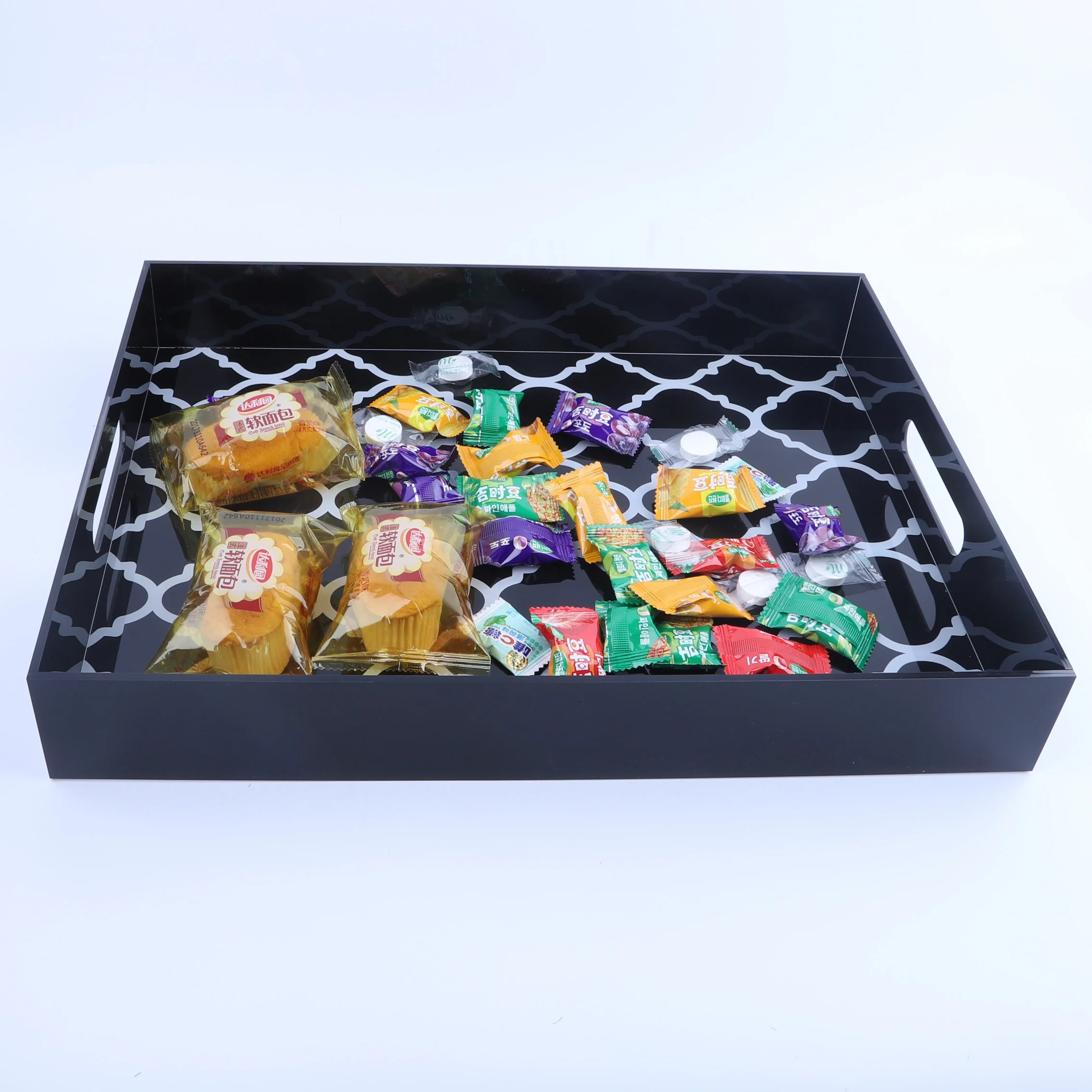 Custom Square Black Acrylic Fruit Serving Tray