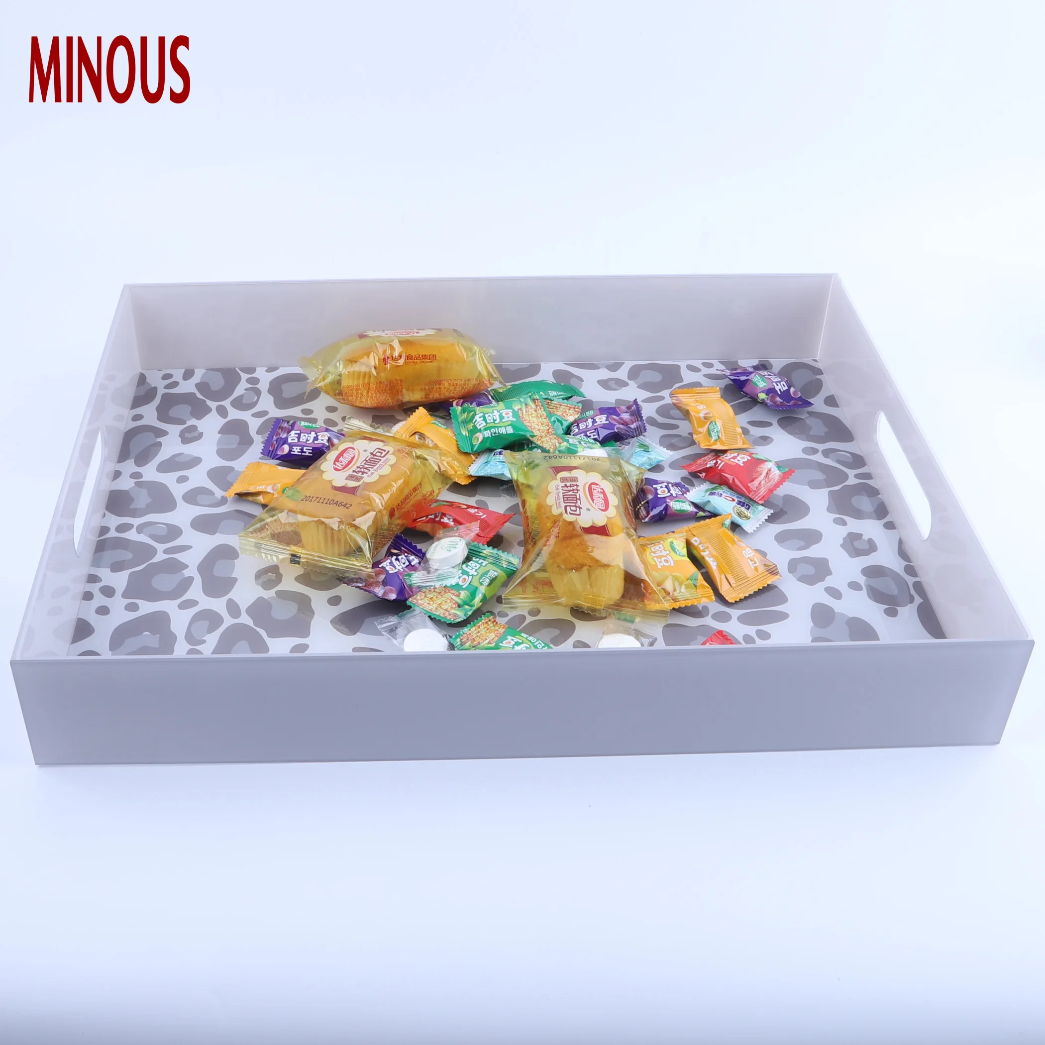 Factory high quality square gray acrylic snacks tray 2