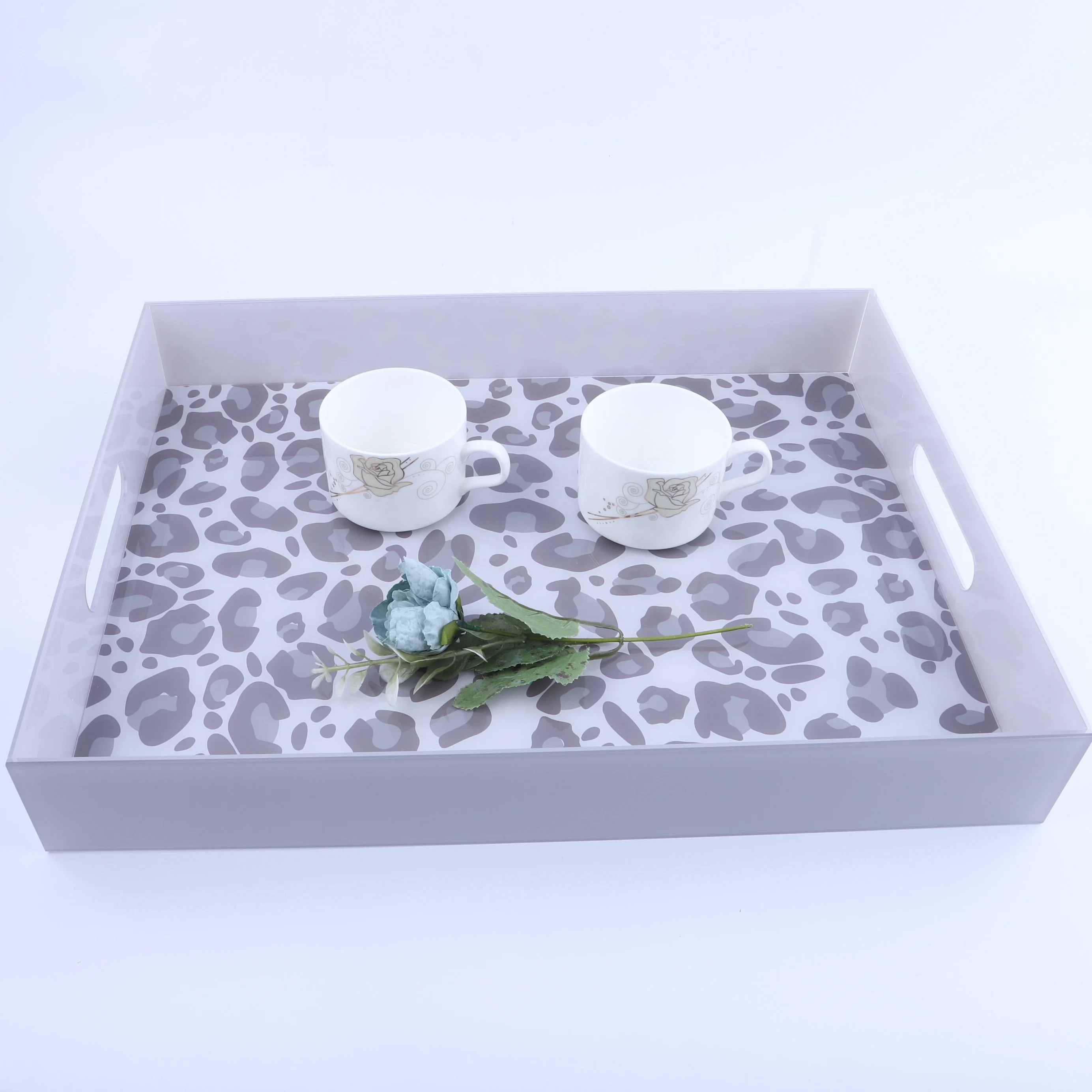 Factory high quality square gray acrylic snacks tray