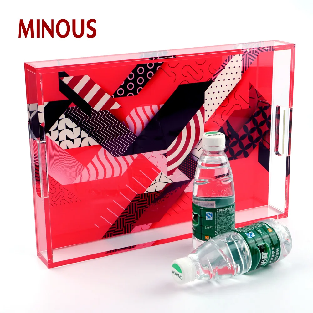 High Quality Red Clear Acrylic Food Tray For Hotel 2