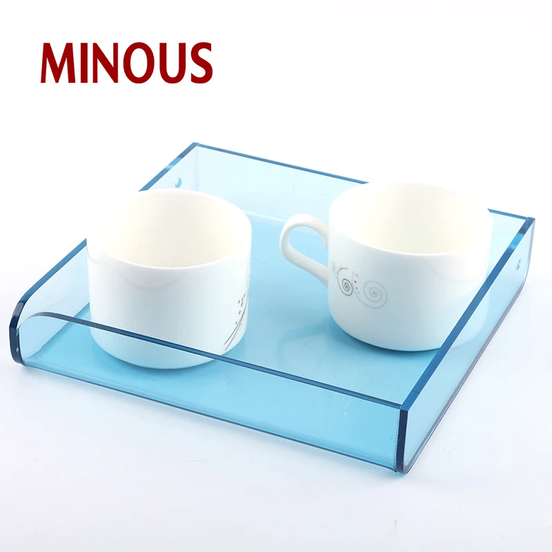 China manufacture custom blue square acrylic cup tray acrylic severing tray 4