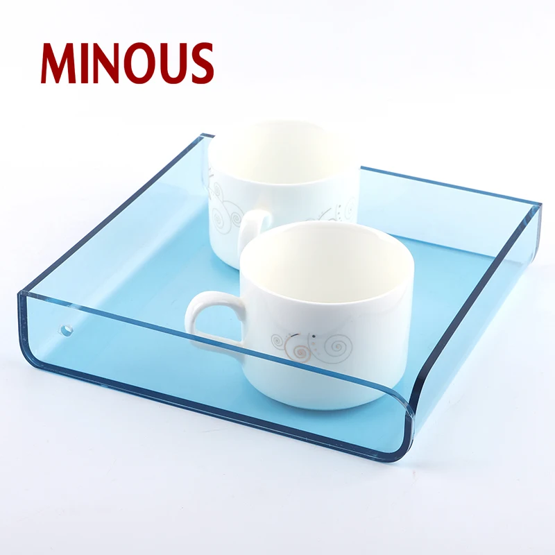China manufacture custom blue square acrylic cup tray acrylic severing tray 2
