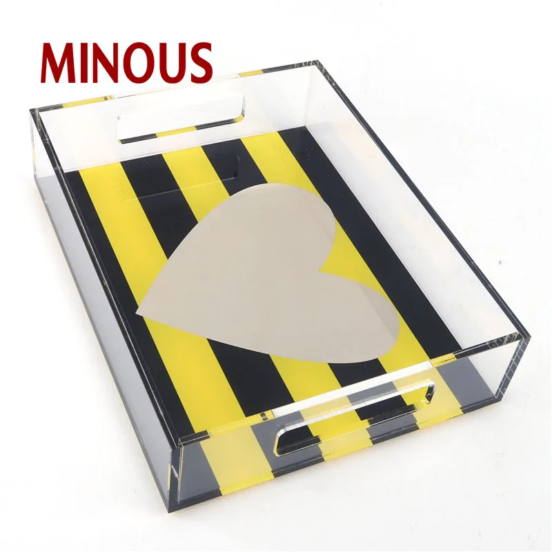 high quality custom square uv printed acrylic serving tray 2