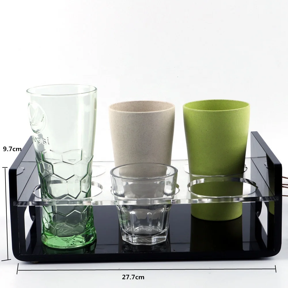 Professional Plexiglass Black Clear Acrylic Cups Holder For Restaurant