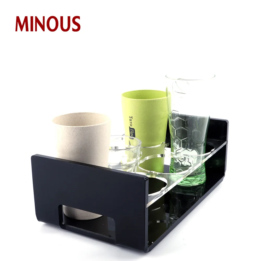 Professional Plexiglass Black Clear Acrylic Cups Holder For Restaurant 2