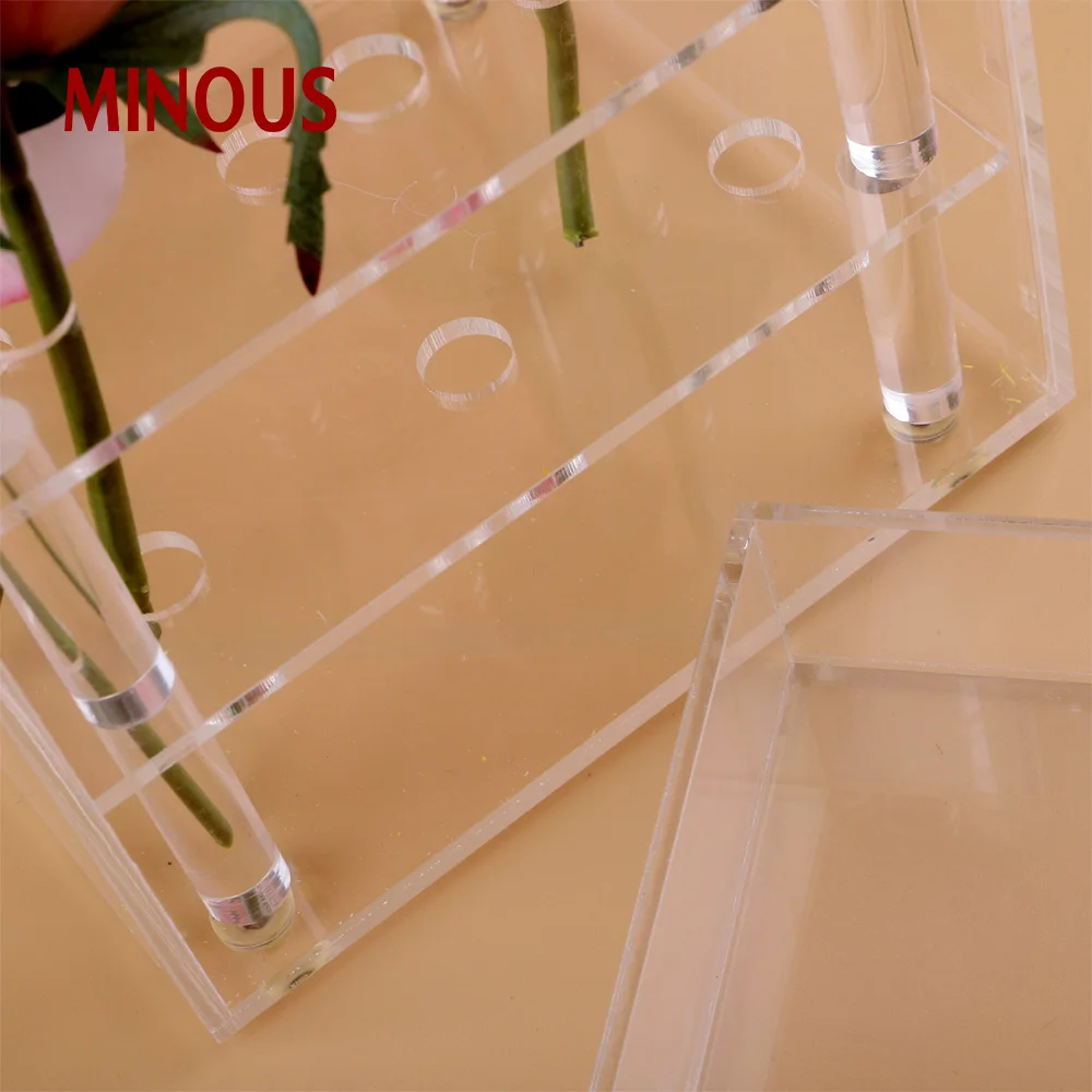 custom high quality square clear acrylic flower display box with lid 6