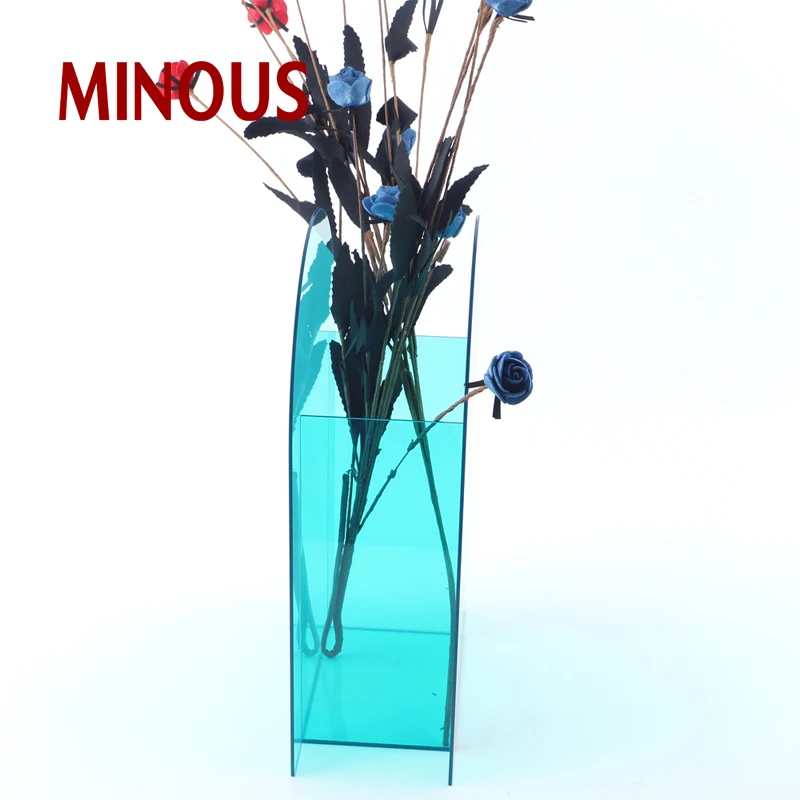 custom new design blue acrylic flower holder for display stand 4