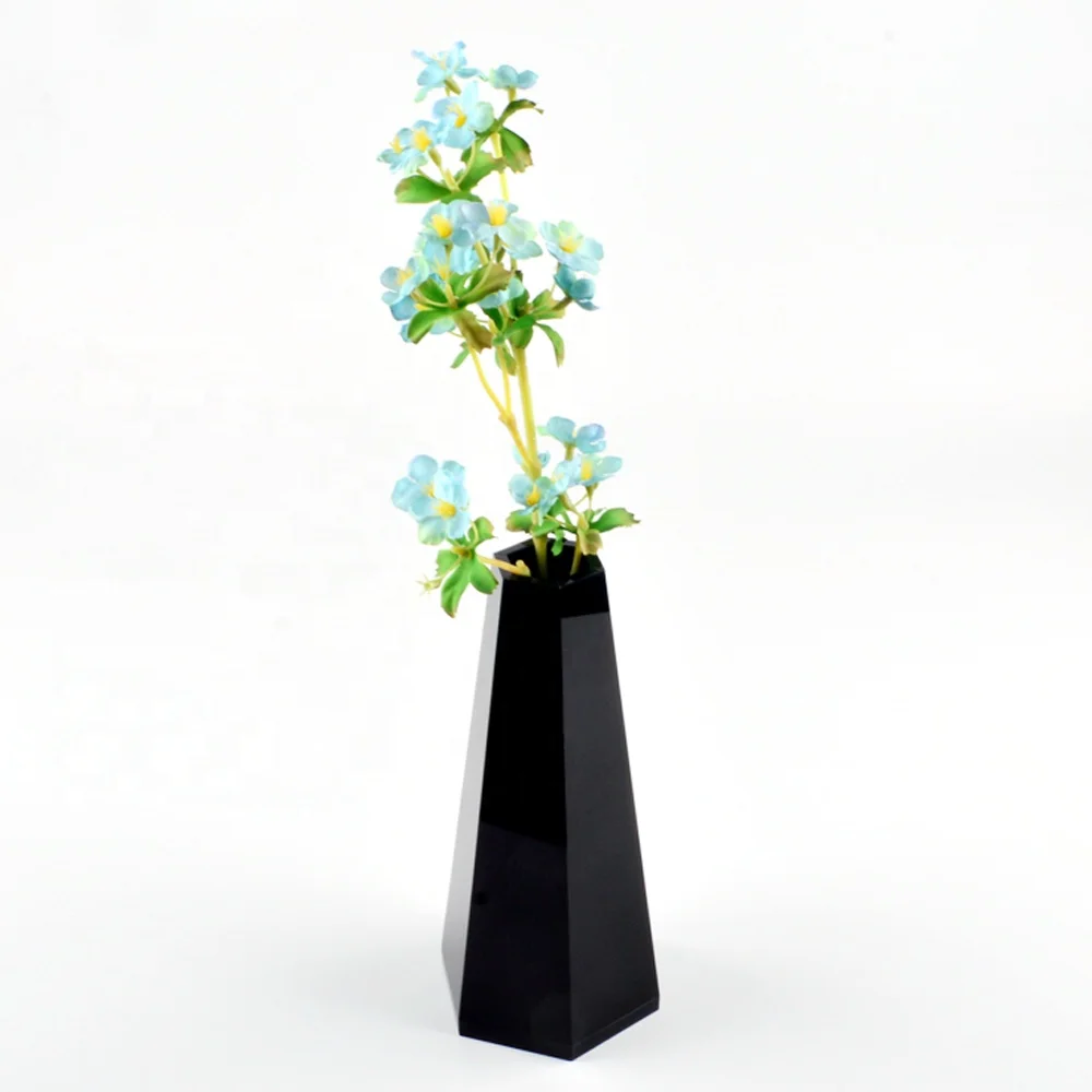 High Quality Desktop Black Acrylic Flower Bottle For Shop