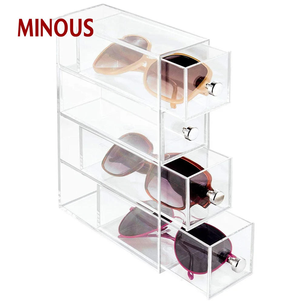 Custom High-End Clear Acrylic Makeup Storage Box with Four Drawers 4