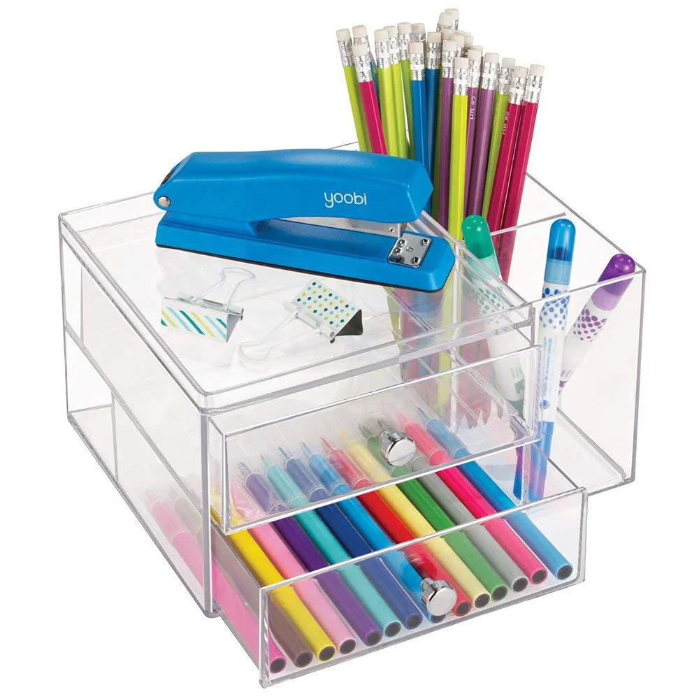 High Quality Multipurpose Acrylic Stationery Box Makeup Storage Box With Drawers